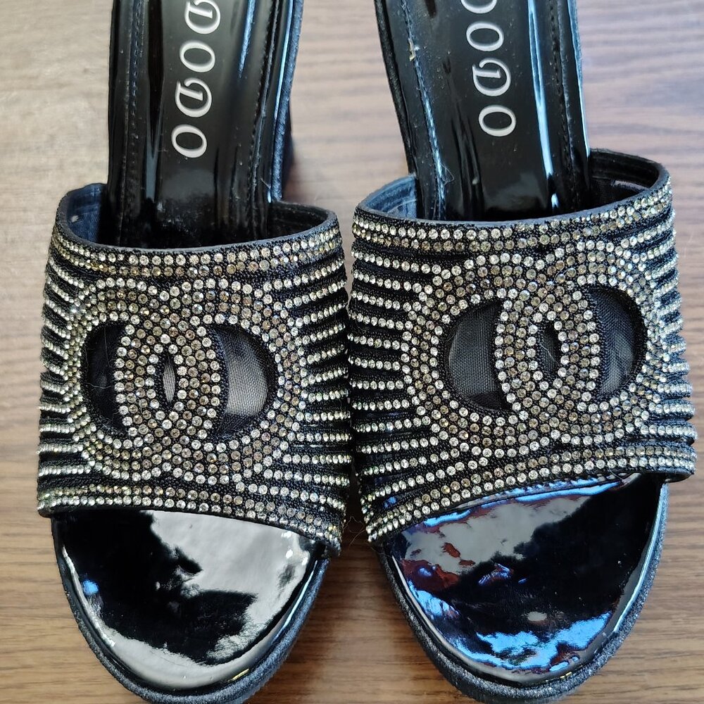 Dodo Brand | Wedge Sandals | Jeweled Design | Black Color | Size 7